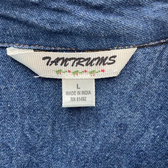 Denim Jacket With Appliqué and Embroidery Women’s Size Large - Picture 7 of 13